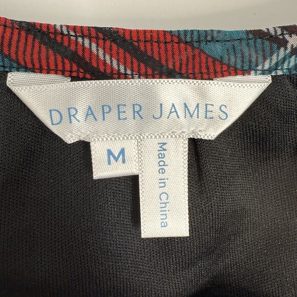 Draper James Plaid Chiffon Shift Dress size Medium Long Sleeves Ruffle Hem Midi - Picture 6 of 8